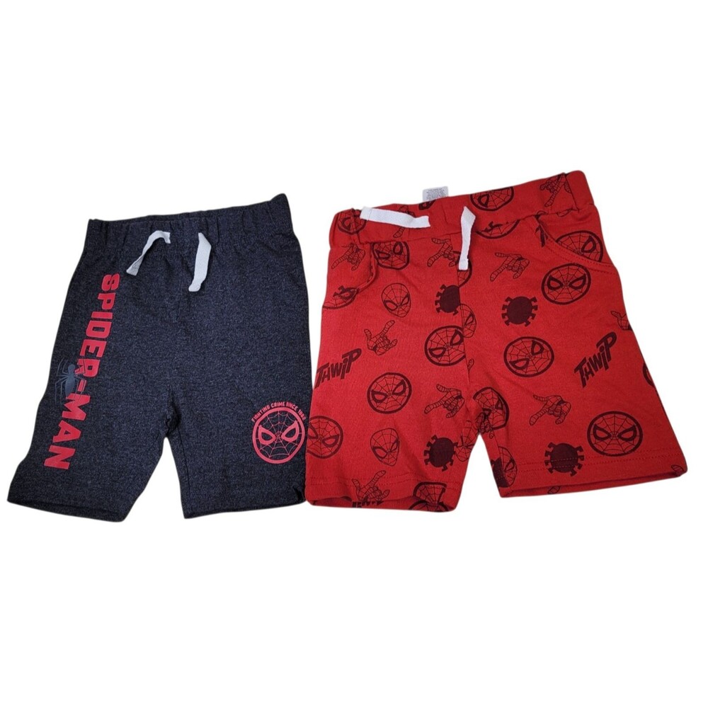 Boys Spider-Man 2-Pack Shorts Size 2T Red Gray Cotton Blend New Without Tags